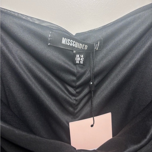 NWT Black Ruched Dress. Beautiful sheer sleeves. - Picture 4 of 4